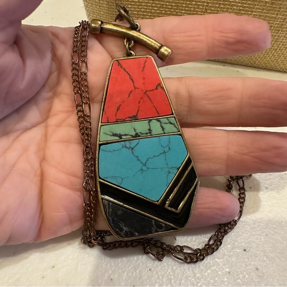 Nine West Vintage America Collection Necklace, multi-stone pendant - turquoise - Picture 6 of 11